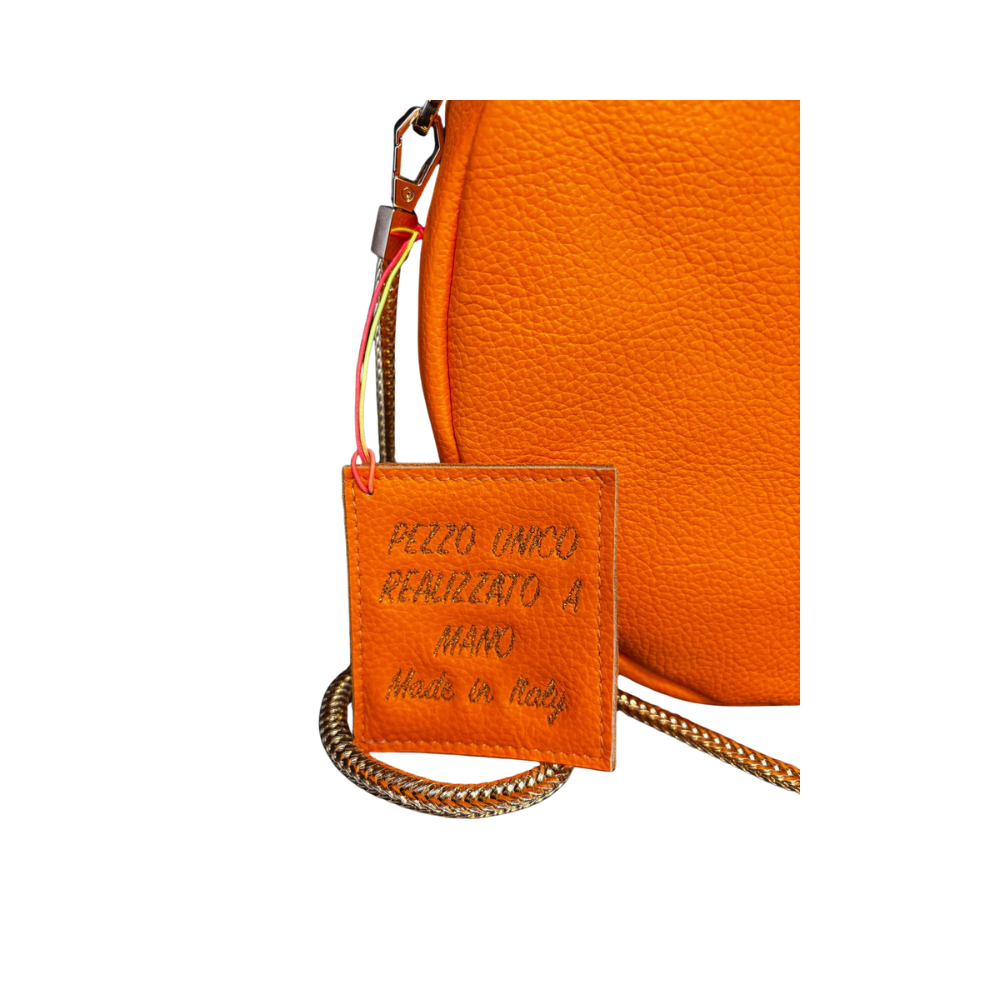 POCHETTE PASTICCINO N. 420 – Collezione Luxury | Pelle Martellata Arancio Monarca | Pezzo Unico-Borsa Artigianale di Lusso-Made in Italy - immagine 5