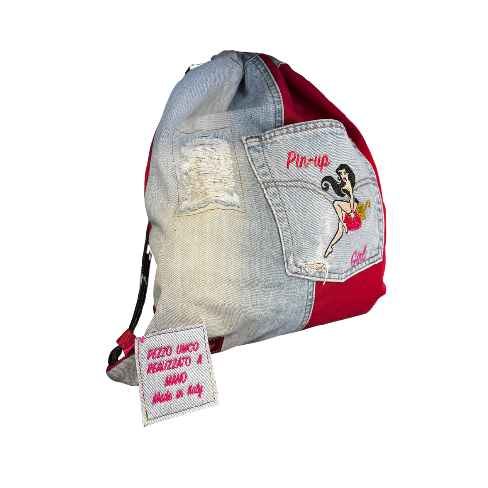 ZAINO N.515 COLLEZIONE PIN-UP Pezzo Unico-Borsa Artigianale di Lusso-Made in Italy