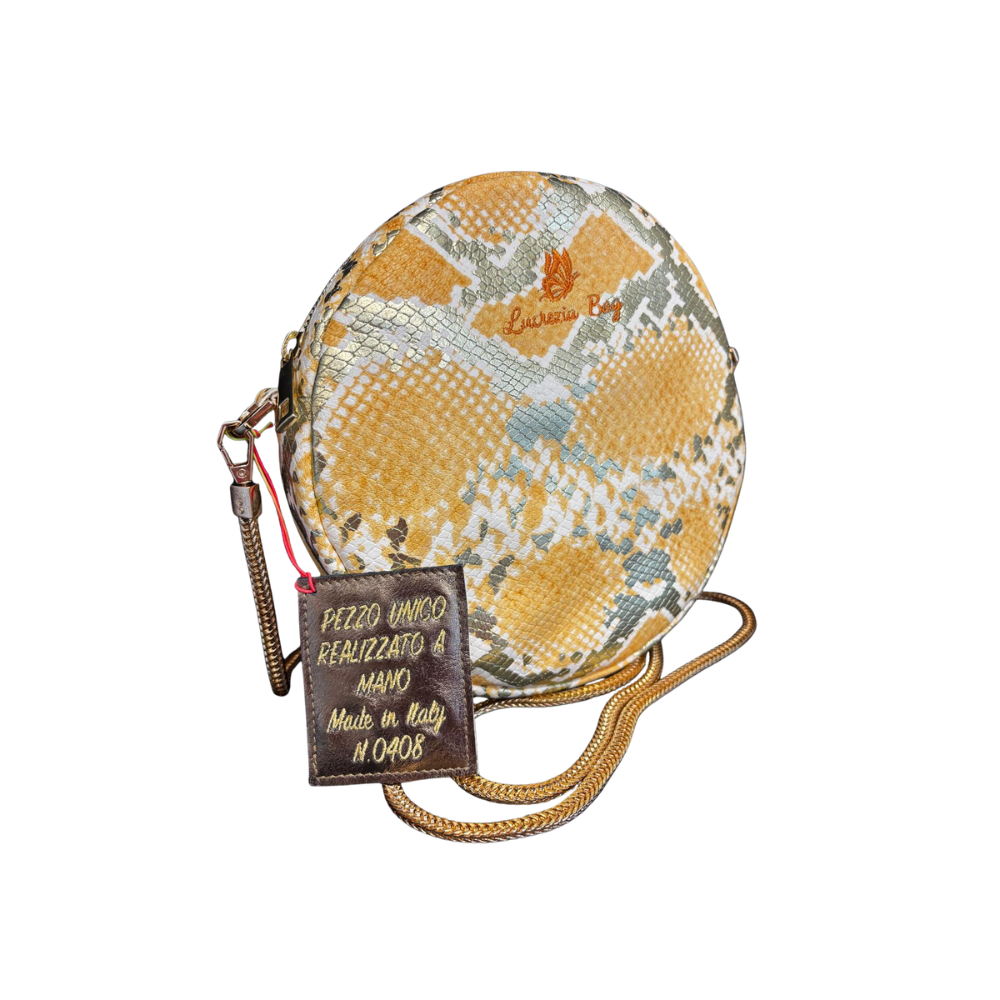 POCHETTE PASTICCINO N. 408 – Collezione Luxury Vegan | Effetto Rettile | Pezzo Unico-Borsa Artigianale di Lusso-Made in Italy - immagine 4