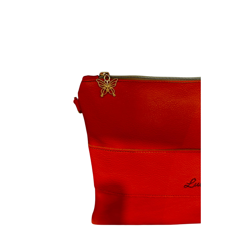 CLUTCH N. 423 – Collezione Estate 2026 | Pelle Martellata Arancio Monarca | Pezzo Unico-Borsa Artigianale di Lusso-Made in Italy - immagine 4