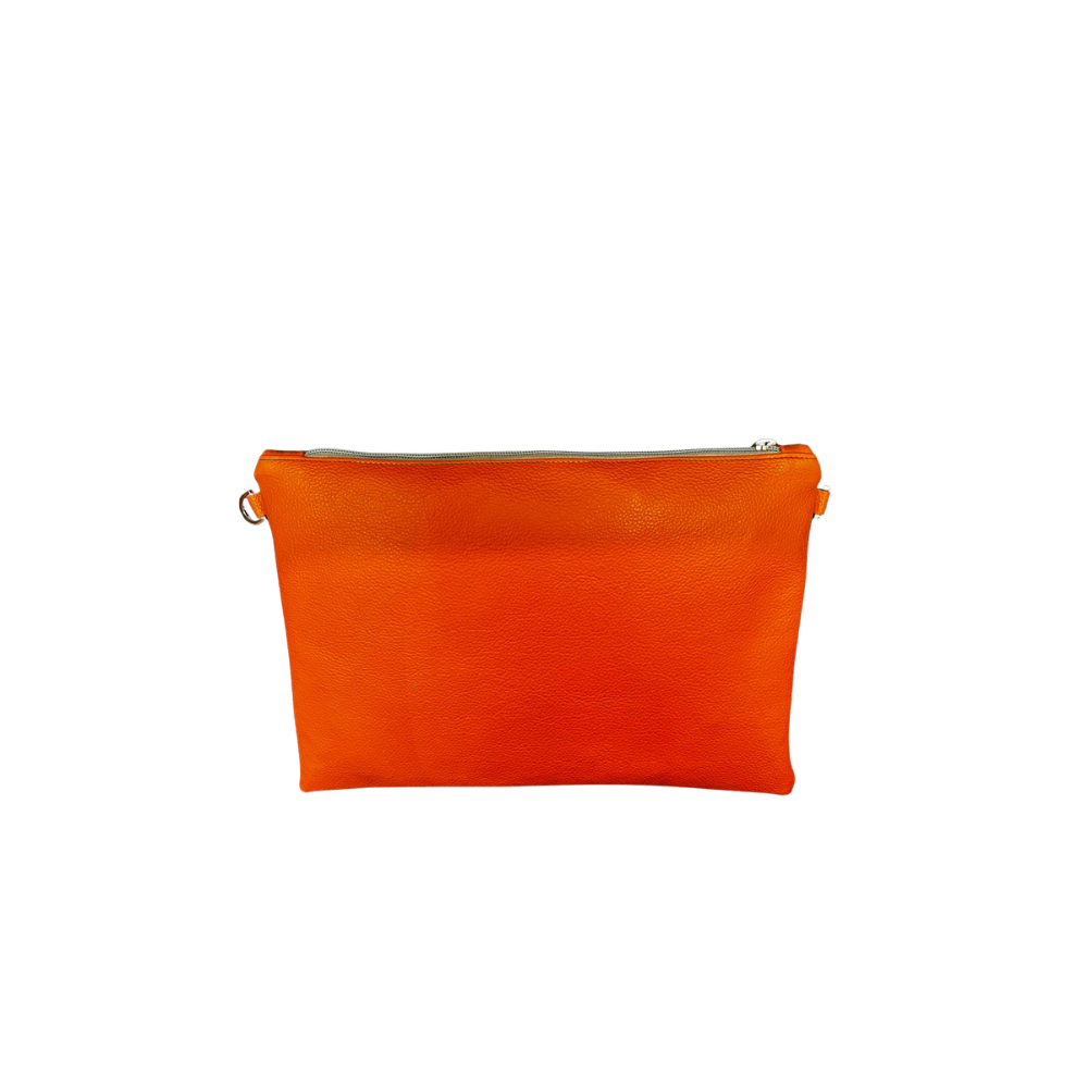 CLUTCH N. 423 – Collezione Estate 2026 | Pelle Martellata Arancio Monarca | Pezzo Unico-Borsa Artigianale di Lusso-Made in Italy - immagine 6