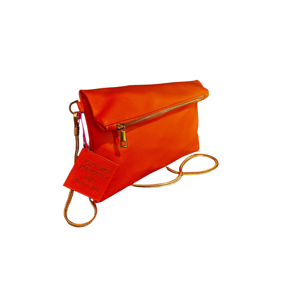 POCHETTE N. 424 – Collezione Estate 2026 | Pelle Martellata Arancio Monarca | Pezzo Unico-Borsa Artigianale di Lusso-Made in Italy - immagine 6