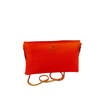 POCHETTE N. 424 – Collezione Estate 2026 | Pelle Martellata Arancio Monarca | Pezzo Unico-Borsa Artigianale di Lusso-Made in Italy